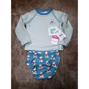 Disney Baby Winnie The Pooh Rash Guard Swim Set UPF 50+ 2 Piece Blue 12M NWT